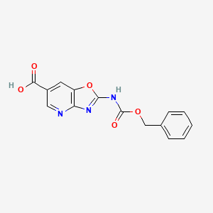 molecular formula C15H11N3O5 B2422195 2-(Phenylmethoxycarbonylamino)-[1,3]oxazolo[4,5-b]pyridine-6-carboxylic acid CAS No. 2287273-04-3
