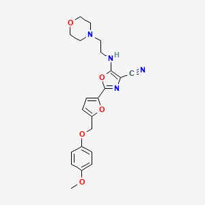 2-(5-((4-Methoxyphenoxy)methyl)furan-2-yl)-5-((2-morpholinoethyl)amino)oxazole-4-carbonitrile