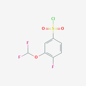 molecular formula C7H4ClF3O3S B2422203 3-(二氟甲氧基)-4-氟苯磺酰氯 CAS No. 1261738-71-9