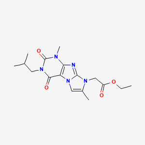 molecular formula C17H23N5O4 B2422218 ethyl 2-(3-isobutyl-1,7-dimethyl-2,4-dioxo-3,4-dihydro-1H-imidazo[2,1-f]purin-8(2H)-yl)acetate CAS No. 927583-23-1