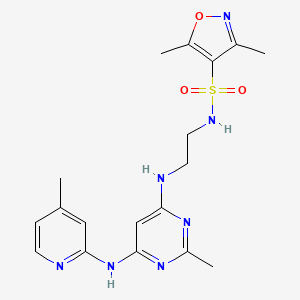 molecular formula C18H23N7O3S B2422233 3,5-二甲基-N-(2-((2-甲基-6-((4-甲基吡啶-2-基)氨基)嘧啶-4-基)氨基)乙基)异恶唑-4-磺酰胺 CAS No. 1428378-53-3