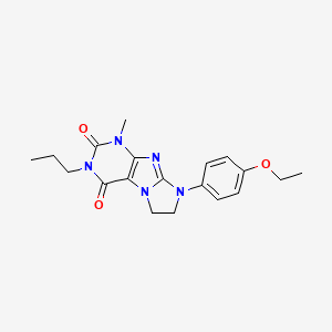molecular formula C19H23N5O3 B2422237 6-(4-Ethoxyphenyl)-4-methyl-2-propyl-7,8-dihydropurino[7,8-a]imidazole-1,3-dione CAS No. 893952-06-2