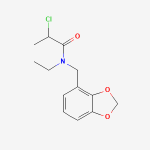 molecular formula C13H16ClNO3 B2422239 N-(1,3-Benzodioxol-4-ylmethyl)-2-chloro-N-ethylpropanamide CAS No. 2411298-27-4