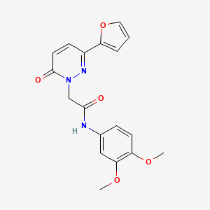 molecular formula C18H17N3O5 B2422242 N-(3,4-dimethoxyphenyl)-2-[3-(furan-2-yl)-6-oxo-1,6-dihydropyridazin-1-yl]acetamide CAS No. 941929-87-9