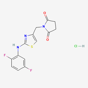 molecular formula C14H12ClF2N3O2S B2422254 1-((2-((2,5-Difluorophenyl)amino)thiazol-4-yl)methyl)pyrrolidine-2,5-dione hydrochloride CAS No. 2034393-86-5