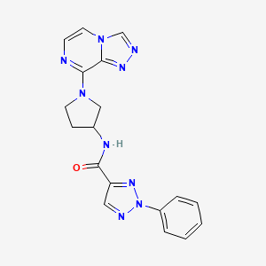 molecular formula C18H17N9O B2422257 N-(1-([1,2,4]三唑并[4,3-a]嘧啶-8-基)吡咯烷-3-基)-2-苯基-2H-1,2,3-三唑-4-甲酰胺 CAS No. 2034382-26-6