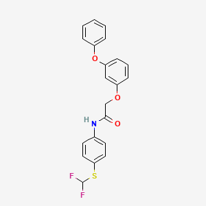 molecular formula C21H17F2NO3S B2422260 N-[4-(difluoromethylsulfanyl)phenyl]-2-(3-phenoxyphenoxy)acetamide CAS No. 304646-12-6