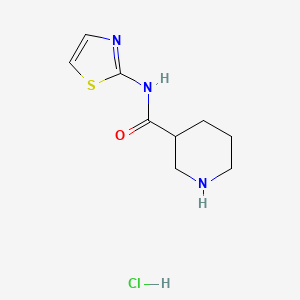 molecular formula C9H14ClN3OS B2422306 N-(1,3-Thiazol-2-yl)piperidine-3-carboxamide;hydrochloride CAS No. 1839409-50-5