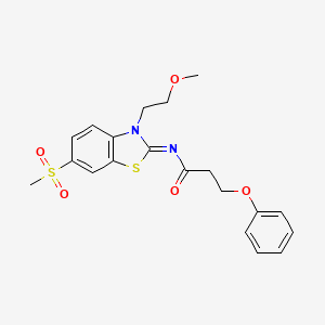 molecular formula C20H22N2O5S2 B2422315 N-[3-(2-methoxyethyl)-6-methylsulfonyl-1,3-benzothiazol-2-ylidene]-3-phenoxypropanamide CAS No. 864977-19-5