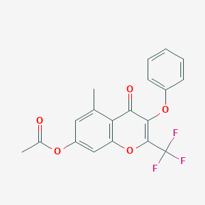 molecular formula C19H13F3O5 B242232 5-methyl-4-oxo-3-phenoxy-2-(trifluoromethyl)-4H-chromen-7-yl acetate 