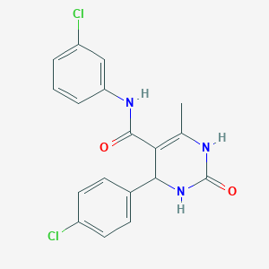 molecular formula C18H15Cl2N3O2 B2422325 N-(3-chlorophenyl)-4-(4-chlorophenyl)-6-methyl-2-oxo-1,2,3,4-tetrahydropyrimidine-5-carboxamide CAS No. 330673-97-7