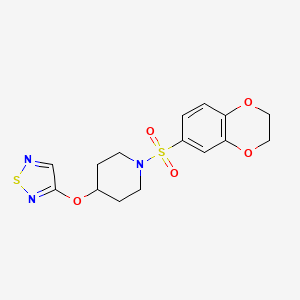 molecular formula C15H17N3O5S2 B2422326 1-(2,3-Dihydro-1,4-benzodioxine-6-sulfonyl)-4-(1,2,5-thiadiazol-3-yloxy)piperidine CAS No. 2097923-43-6