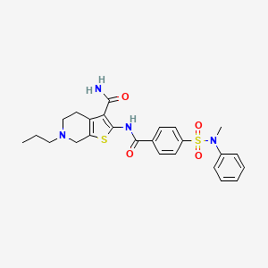 molecular formula C25H28N4O4S2 B2422332 2-[[4-[methyl(phenyl)sulfamoyl]benzoyl]amino]-6-propyl-5,7-dihydro-4H-thieno[2,3-c]pyridine-3-carboxamide CAS No. 681181-48-6