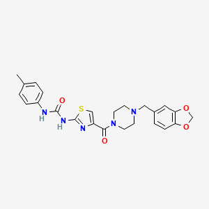 molecular formula C24H25N5O4S B2422333 1-(4-(4-(Benzo[d][1,3]dioxol-5-ylmethyl)piperazine-1-carbonyl)thiazol-2-yl)-3-(p-tolyl)urea CAS No. 955660-35-2