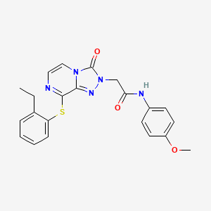 molecular formula C22H21N5O3S B2422336 2-(8-((2-乙基苯基)硫代)-3-氧代-[1,2,4]三唑并[4,3-a]嘧啶-2(3H)-基)-N-(4-甲氧基苯基)乙酰胺 CAS No. 1251550-39-6