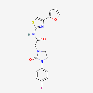 molecular formula C18H15FN4O3S B2422341 2-[3-(4-fluorophenyl)-2-oxoimidazolidin-1-yl]-N-[4-(furan-2-yl)-1,3-thiazol-2-yl]acetamide CAS No. 1251624-97-1