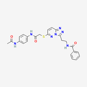 molecular formula C24H23N7O3S B2422342 N-(2-(6-((2-((4-acetamidophenyl)amino)-2-oxoethyl)thio)-[1,2,4]triazolo[4,3-b]pyridazin-3-yl)ethyl)benzamide CAS No. 872994-15-5