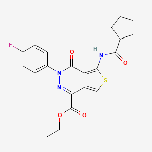 molecular formula C21H20FN3O4S B2422351 Ethyl 5-(cyclopentanecarboxamido)-3-(4-fluorophenyl)-4-oxo-3,4-dihydrothieno[3,4-d]pyridazine-1-carboxylate CAS No. 851948-91-9