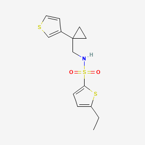 molecular formula C14H17NO2S3 B2422355 5-Ethyl-N-[(1-thiophen-3-ylcyclopropyl)methyl]thiophene-2-sulfonamide CAS No. 2415525-67-4