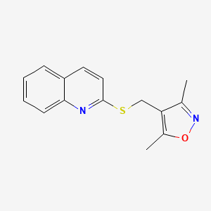molecular formula C15H14N2OS B2422357 3,5-Dimethyl-4-((quinolin-2-ylthio)methyl)isoxazole CAS No. 671198-74-6