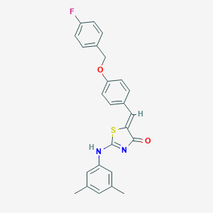 molecular formula C25H21FN2O2S B242236 (5Z)-2-(3,5-dimethylanilino)-5-[[4-[(4-fluorophenyl)methoxy]phenyl]methylidene]-1,3-thiazol-4-one 