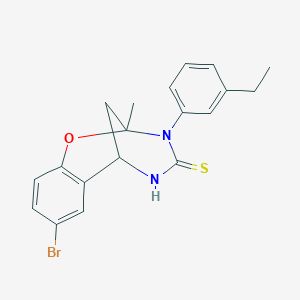 molecular formula C19H19BrN2OS B2422362 8-溴-3-(3-乙基苯基)-2-甲基-5,6-二氢-2H-2,6-甲苯并苯并[g][1,3,5]恶二唑环辛-4(3H)-硫酮 CAS No. 1019149-72-4
