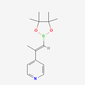 molecular formula C14H20BNO2 B2422366 4-[(1E)-1-(tetramethyl-1,3,2-dioxaborolan-2-yl)prop-1-en-2-yl]pyridine CAS No. 1331936-58-3