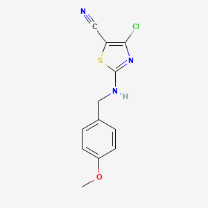 molecular formula C12H10ClN3OS B2422371 4-Chloro-2-[(4-methoxybenzyl)amino]-1,3-thiazole-5-carbonitrile CAS No. 866155-93-3