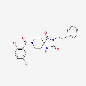 molecular formula C23H24ClN3O4 B2422372 8-(5-Chloro-2-methoxybenzoyl)-3-phenethyl-1,3,8-triazaspiro[4.5]decane-2,4-dione CAS No. 1021127-32-1