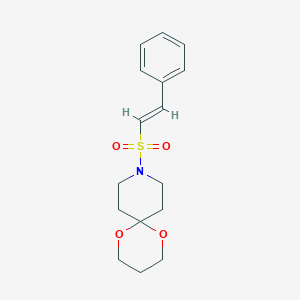 molecular formula C16H21NO4S B2422378 (E)-9-(styrylsulfonyl)-1,5-dioxa-9-azaspiro[5.5]undecane CAS No. 1351663-77-8