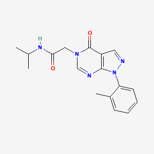 molecular formula C17H19N5O2 B2422386 2-[1-(2-甲基苯基)-4-氧代吡唑并[3,4-d]嘧啶-5-基]-N-丙-2-基乙酰胺 CAS No. 895013-80-6