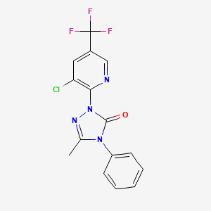 molecular formula C15H10ClF3N4O B2422387 2-[3-chloro-5-(trifluoromethyl)-2-pyridinyl]-5-methyl-4-phenyl-2,4-dihydro-3H-1,2,4-triazol-3-one CAS No. 860789-81-7