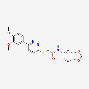 B2422395 N-(benzo[d][1,3]dioxol-5-yl)-2-((6-(3,4-dimethoxyphenyl)pyridazin-3-yl)thio)acetamide CAS No. 893992-53-5