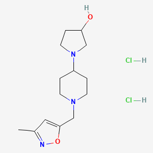 molecular formula C14H25Cl2N3O2 B2422399 1-(1-((3-甲基异恶唑-5-基)甲基)哌啶-4-基)吡咯烷-3-醇二盐酸盐 CAS No. 2320821-22-3