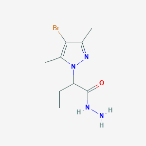 molecular formula C9H15BrN4O B2422434 2-(4-溴-3,5-二甲基-1H-吡唑-1-基)丁酰肼 CAS No. 1005679-31-1