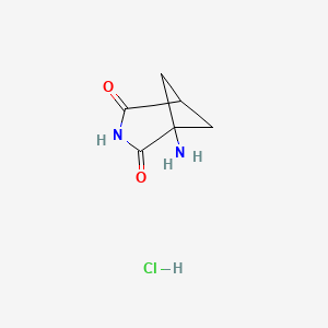 molecular formula C6H9ClN2O2 B2422437 1-氨基-3-氮杂双环[3.1.1]庚烷-2,4-二酮；盐酸盐 CAS No. 2580207-01-6