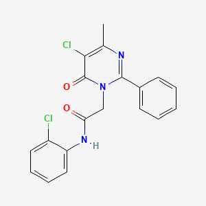 molecular formula C19H15Cl2N3O2 B2422460 2-(5-氯-4-甲基-6-氧代-2-苯基嘧啶-1(6H)-基)-N-(2-氯苯基)乙酰胺 CAS No. 1421493-20-0