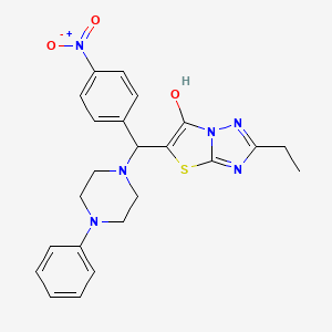 molecular formula C23H24N6O3S B2422473 2-Ethyl-5-((4-nitrophenyl)(4-phenylpiperazin-1-yl)methyl)thiazolo[3,2-b][1,2,4]triazol-6-ol CAS No. 898366-53-5