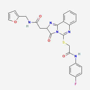 molecular formula C25H20FN5O4S B2422475 2-[5-[2-(4-氟苯胺基)-2-氧代乙基]硫代-3-氧代-2H-咪唑并[1,2-c]喹唑啉-2-基]-N-(呋喃-2-基甲基)乙酰胺 CAS No. 959499-04-8