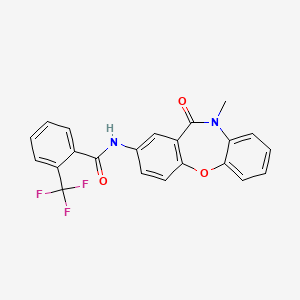 molecular formula C22H15F3N2O3 B2422480 N-(10-methyl-11-oxo-10,11-dihydrodibenzo[b,f][1,4]oxazepin-2-yl)-2-(trifluoromethyl)benzamide CAS No. 922055-38-7