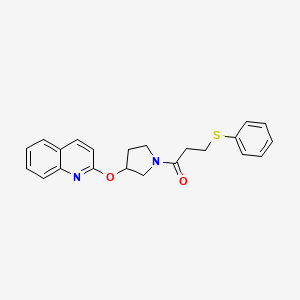 molecular formula C22H22N2O2S B2422482 3-(Phenylthio)-1-(3-(quinolin-2-yloxy)pyrrolidin-1-yl)propan-1-one CAS No. 2034392-12-4
