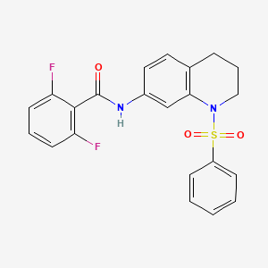 molecular formula C22H18F2N2O3S B2422503 2,6-difluoro-N-(1-(phenylsulfonyl)-1,2,3,4-tetrahydroquinolin-7-yl)benzamide CAS No. 1005299-18-2