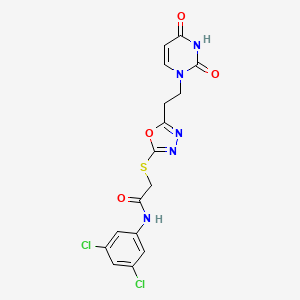 B2422531 N-(3,5-dichlorophenyl)-2-((5-(2-(2,4-dioxo-3,4-dihydropyrimidin-1(2H)-yl)ethyl)-1,3,4-oxadiazol-2-yl)thio)acetamide CAS No. 946240-86-4