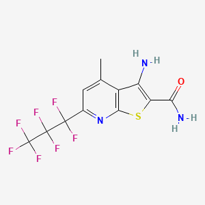 molecular formula C12H8F7N3OS B2422542 3-Amino-6-(heptafluoropropyl)-4-methylthieno[2,3-b]pyridine-2-carboxamide CAS No. 828276-24-0