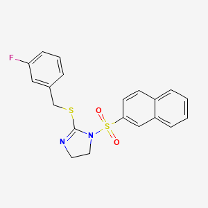 2-[(3-Fluorophenyl)methylsulfanyl]-1-naphthalen-2-ylsulfonyl-4,5-dihydroimidazole