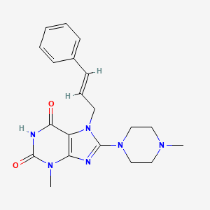 molecular formula C20H24N6O2 B2422573 7-cinnamyl-3-methyl-8-(4-methylpiperazin-1-yl)-1H-purine-2,6(3H,7H)-dione CAS No. 902012-84-4