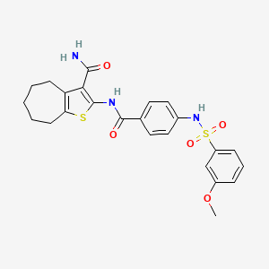 molecular formula C24H25N3O5S2 B2422577 2-[[4-[(3-methoxyphenyl)sulfonylamino]benzoyl]amino]-5,6,7,8-tetrahydro-4H-cyclohepta[b]thiophene-3-carboxamide CAS No. 690244-97-4