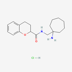 molecular formula C18H27ClN2O2 B2422581 N-[(1-氨基环庚基)甲基]-3,4-二氢-2H-色烯-2-甲酰胺；盐酸盐 CAS No. 2460749-84-0