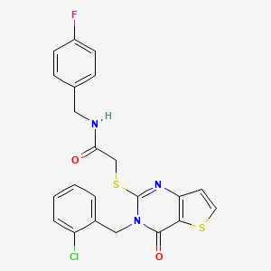 molecular formula C22H17ClFN3O2S2 B2422582 2-((3-(2-氯苄基)-4-氧代-3,4-二氢噻吩并[3,2-d]嘧啶-2-基)硫代)-N-(4-氟苄基)乙酰胺 CAS No. 899547-29-6