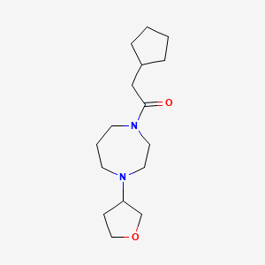 molecular formula C16H28N2O2 B2422587 2-环戊基-1-(4-(四氢呋喃-3-基)-1,4-二氮杂环戊烷-1-基)乙酮 CAS No. 2310083-54-4